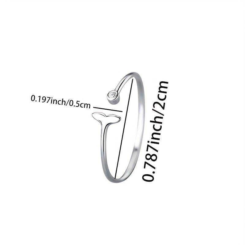 S925 Silver Mermaid Tail Open Ring for Women Spring Summer